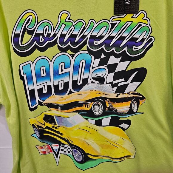 Chemistry Shirt Oversized Distressed Corvette Short Sleeve Green Large - Picture 2 of 8